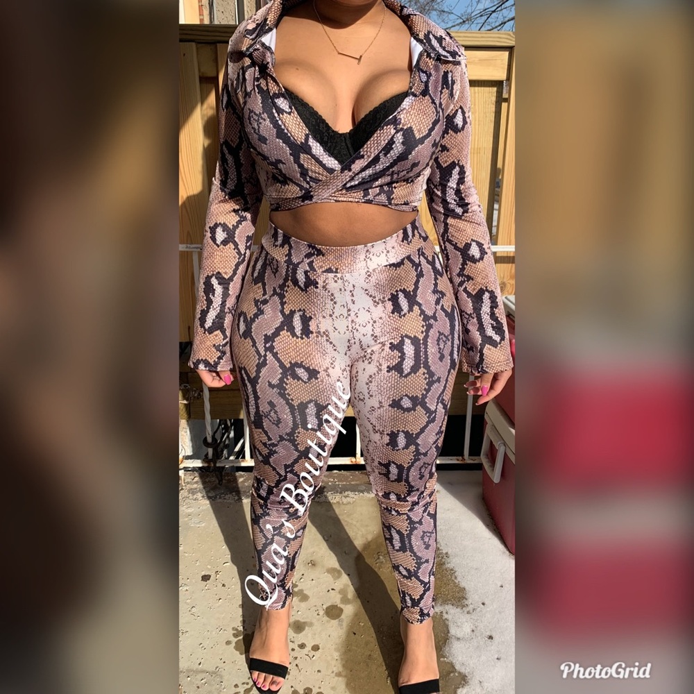 Snake print two piece set